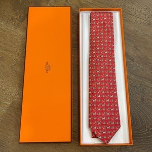 Hermes Men's 100% Silk Tie 8cm Cravate Twill Christmas Lad De Noel New in Box